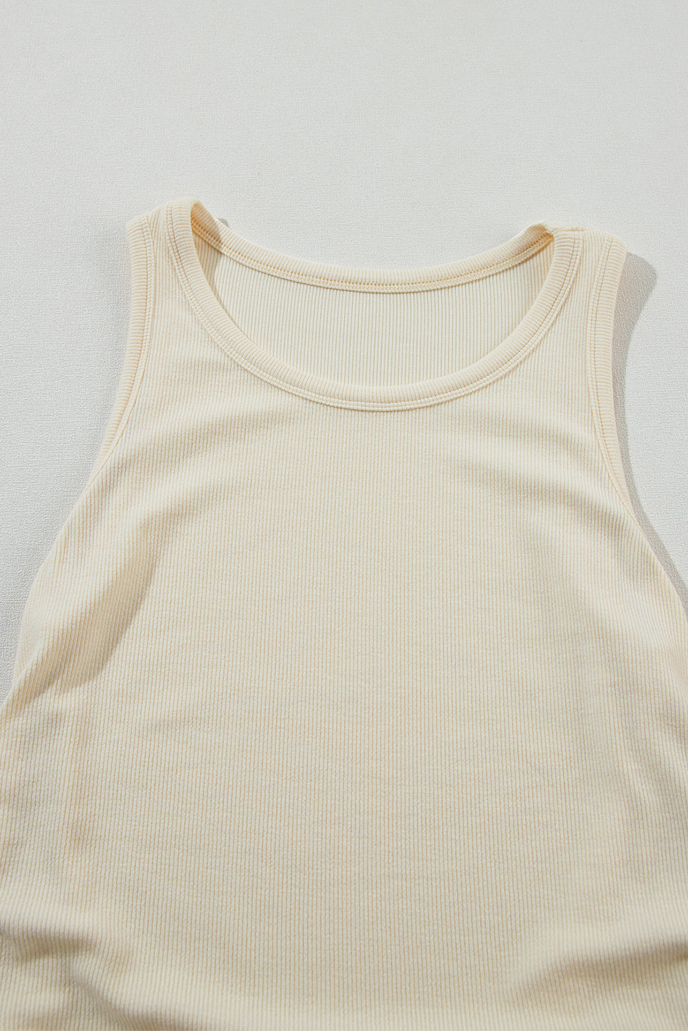 Apricot Plain Ruched Side Slim Tank Top