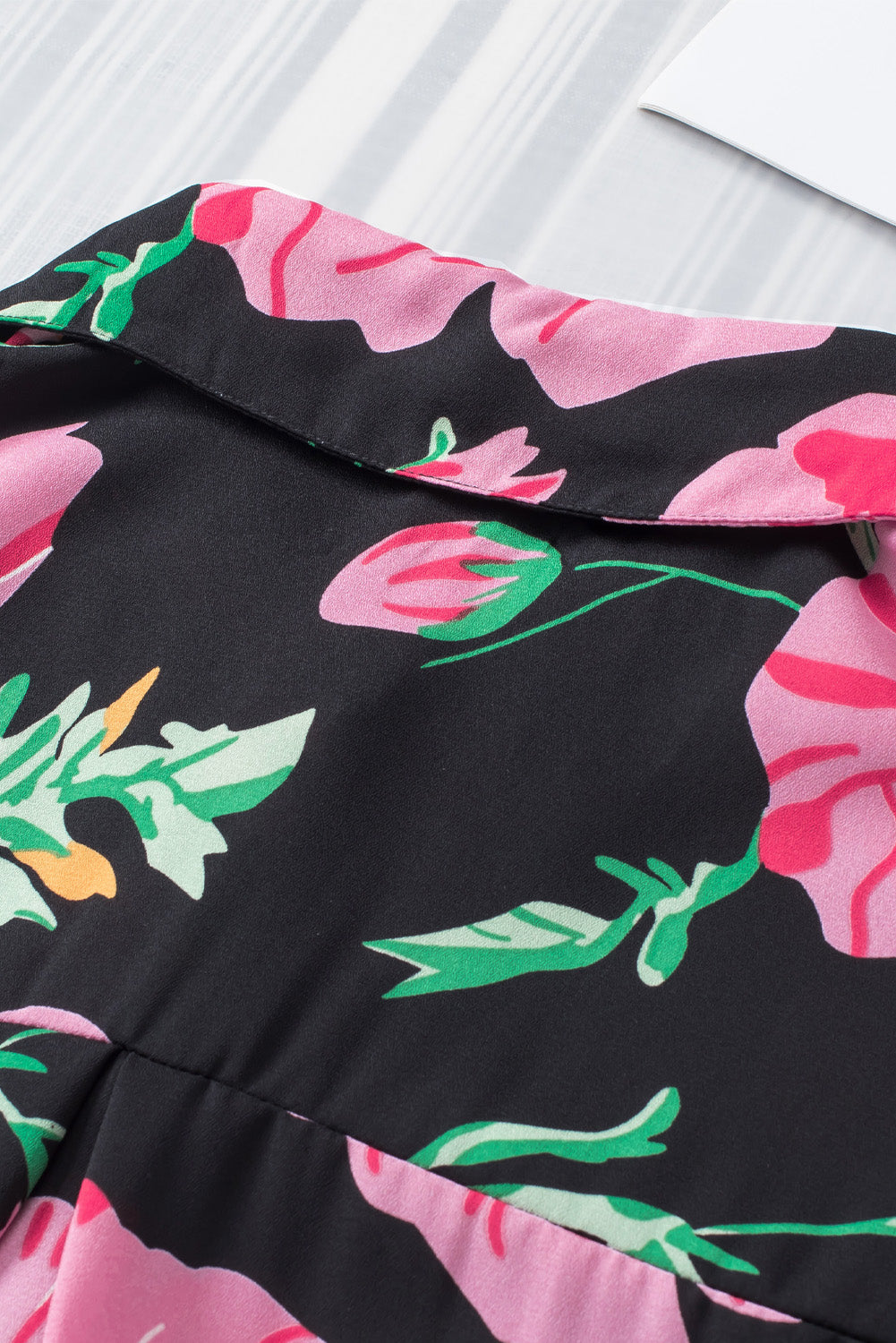 Fiery Red Floral Print Lantern Sleeve Shirt