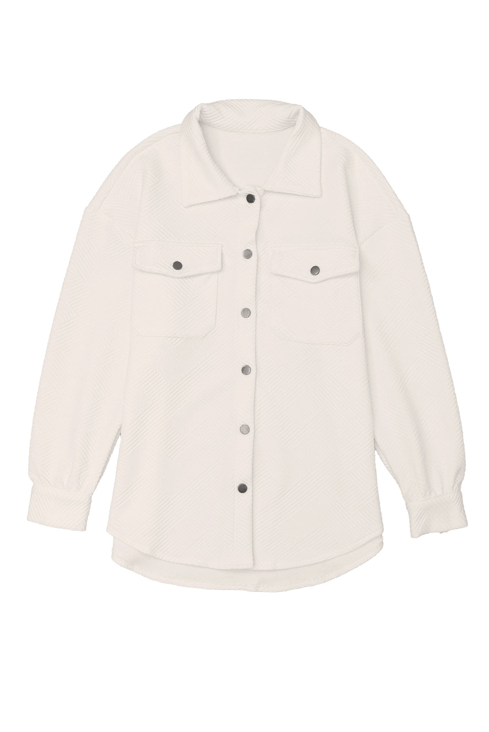 Solid Textured Flap Pocket Buttoned Shacket