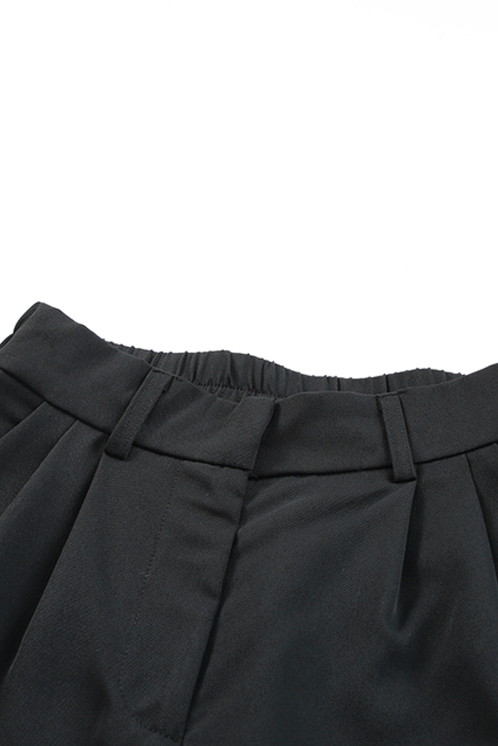 Black Casual Pocketed High Waist Bermuda Shorts