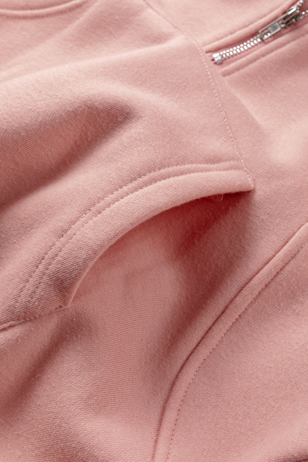 Pink Quarter Zip Kangaroo Pocket Hoodie