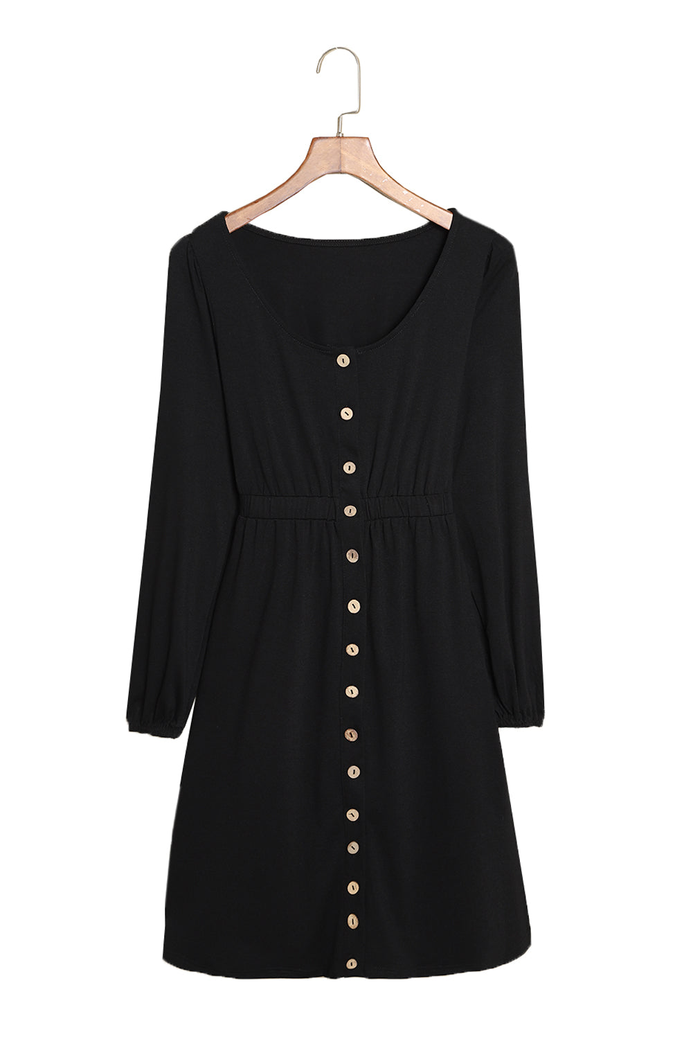 Button Up High Waist Long Sleeve Dress