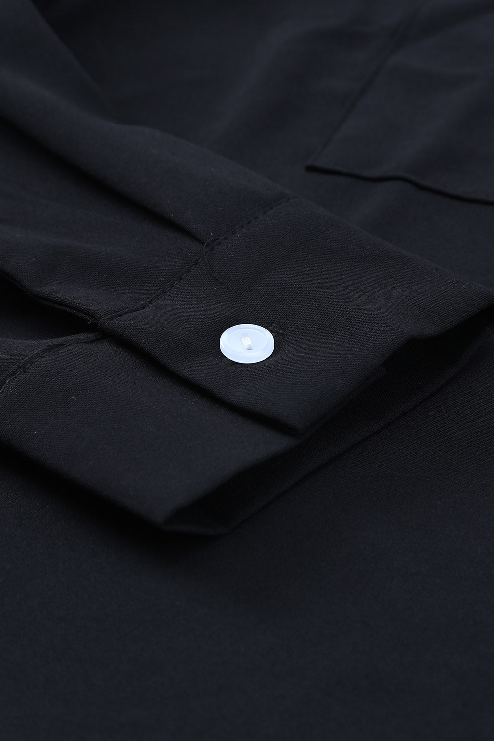 White Solid Pocket Long Sleeve Button-up Shirt