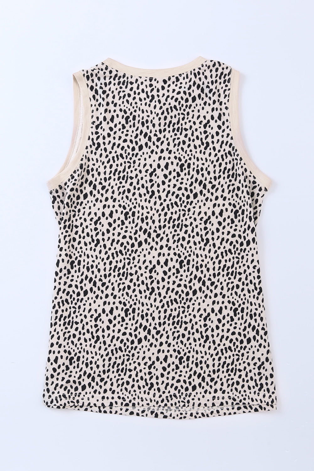 Black Leopard Print Round Neck Tank Top