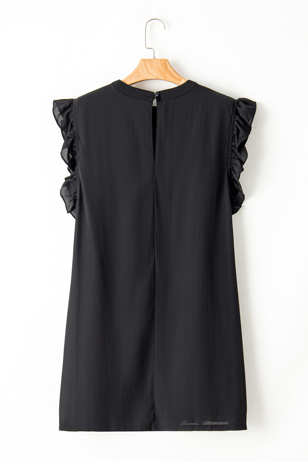 Black Keyhole Back Ruffled Plus Shift Dress