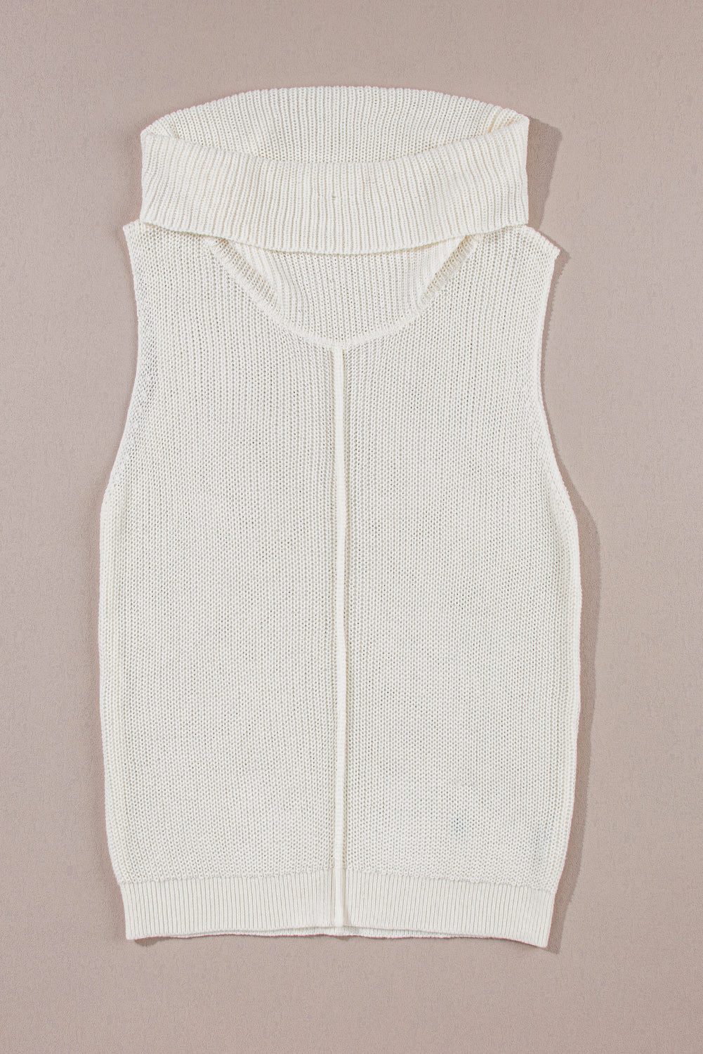 White Central Seam Cowl Neck Sweater Vest