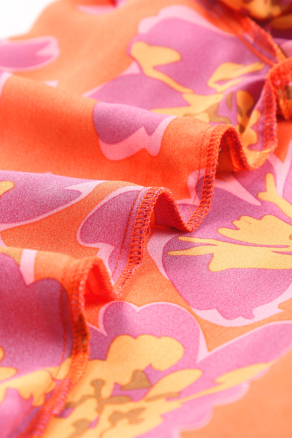 Fiery Red Floral Print Lantern Sleeve Shirt