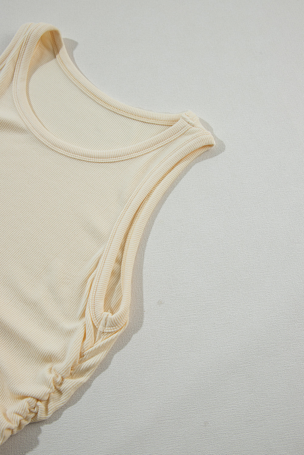 Apricot Plain Ruched Side Slim Tank Top