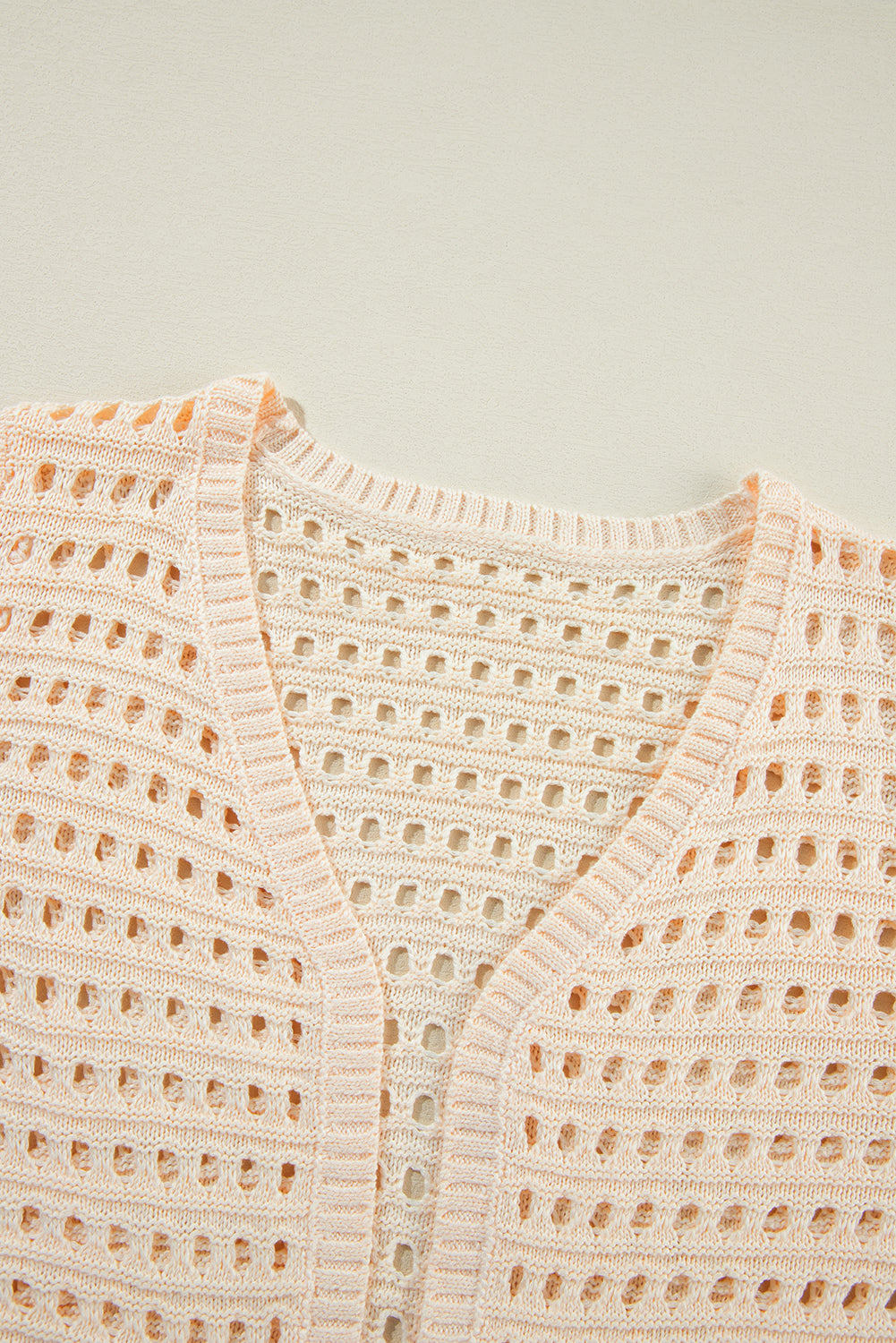 Apricot Solid Color Open Knit Duster Cardigan