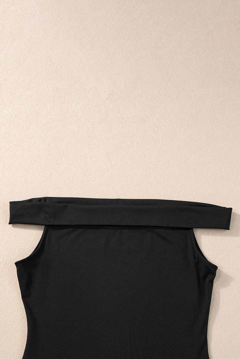 Black Folded Off Shoulder Slim Top