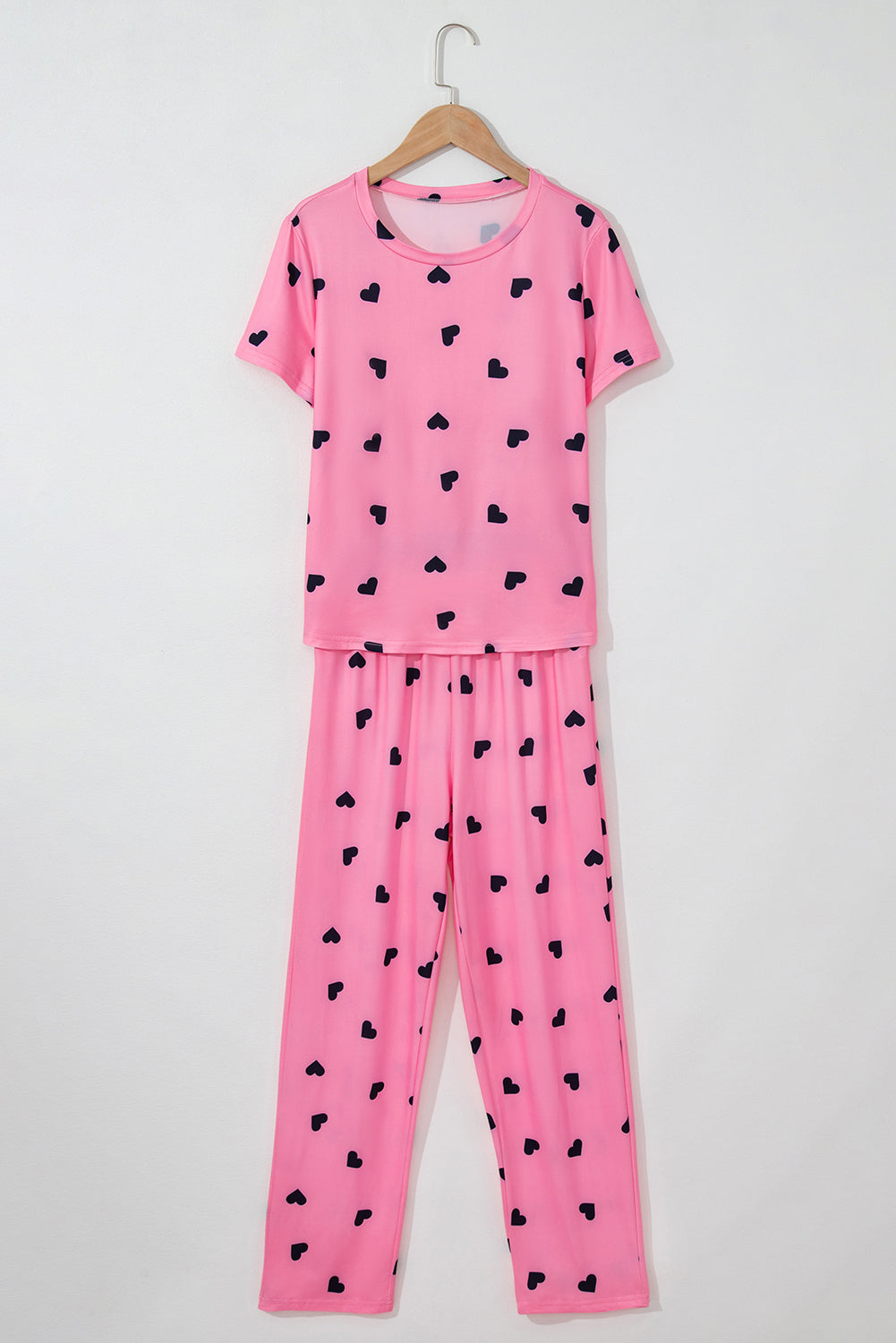 Heart Print Tee and Pants Lounge Set