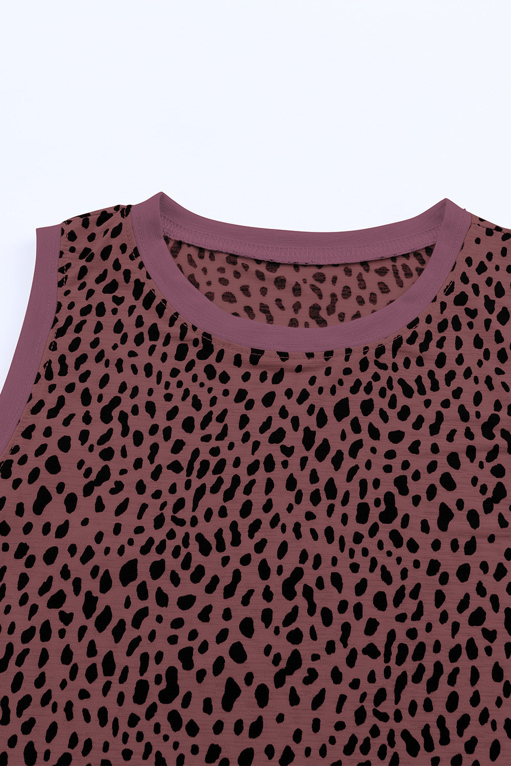 Black Leopard Print Round Neck Tank Top