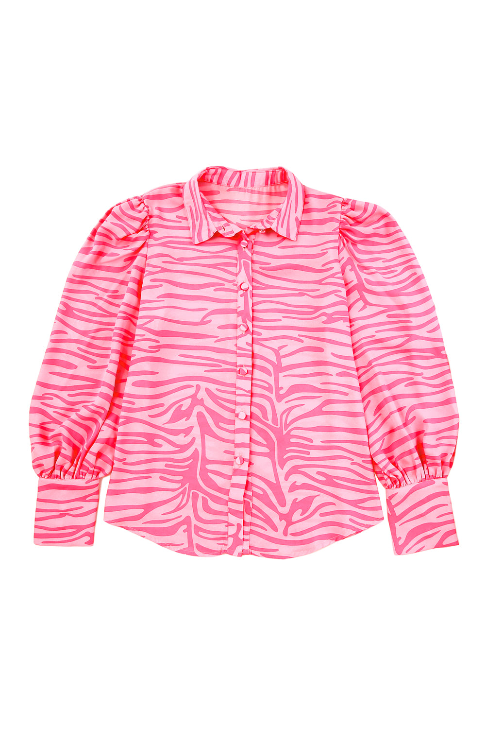 Fiery Red Floral Print Lantern Sleeve Shirt