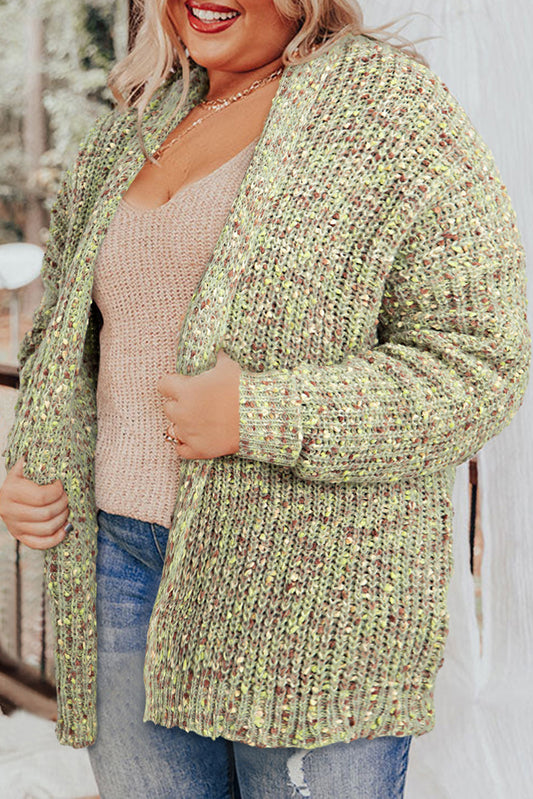 Chicory Coffee Open Front Knit Plus Size Cozy Cardigan