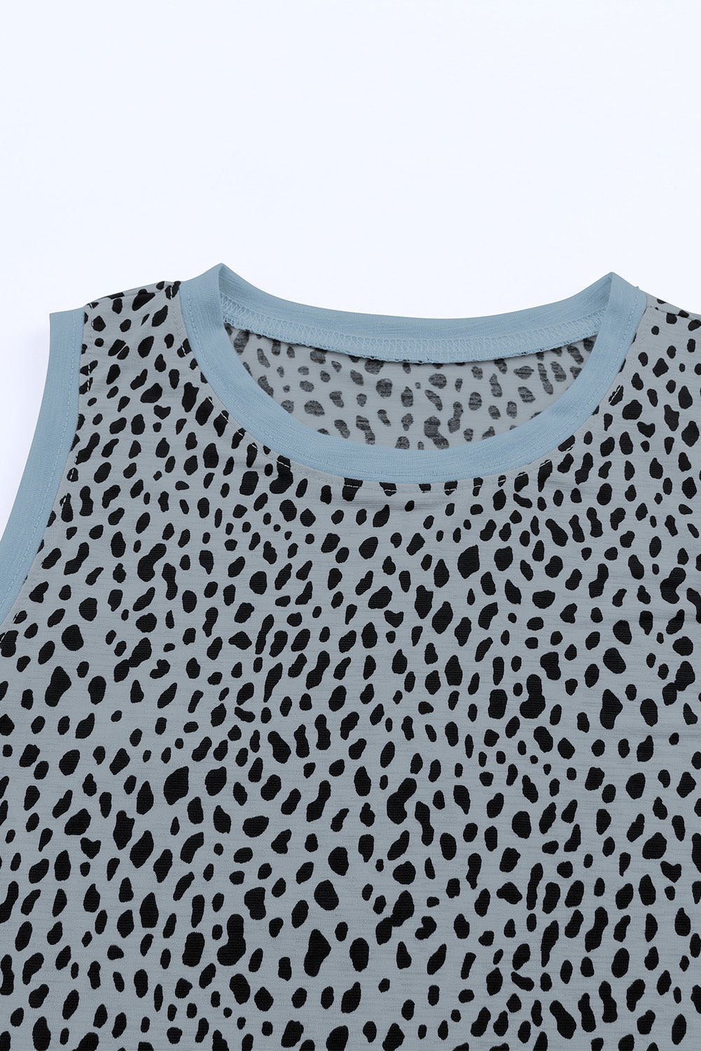 Black Leopard Print Round Neck Tank Top