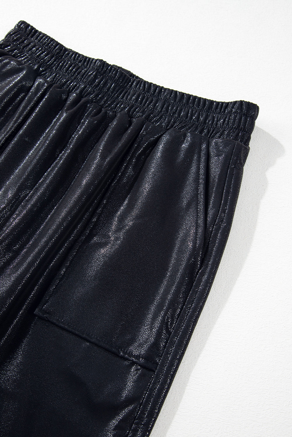 Black Elastic Waist Pocketed Pebble Joggers