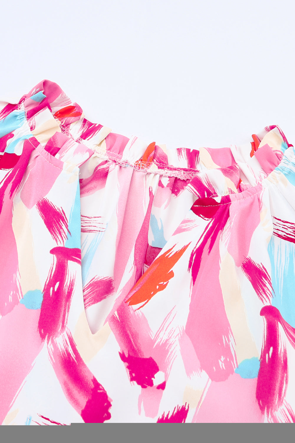 Pink Abstract Brush Print Loose Fit Blouse