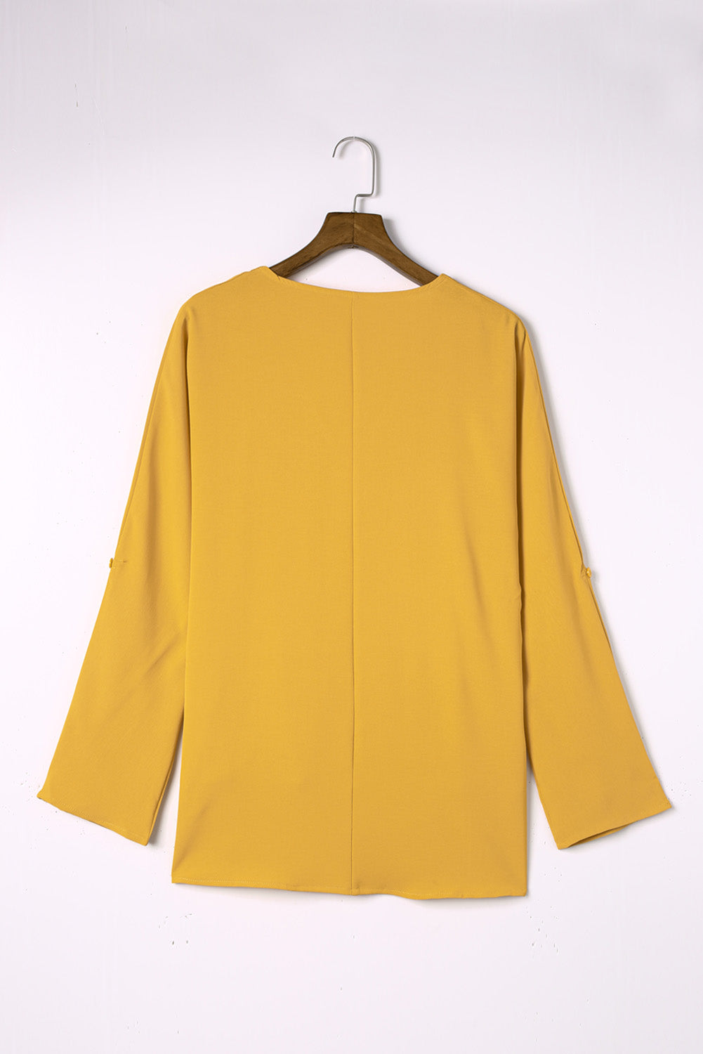 Blue V Neck 3/4 Sleeve High Low Hem Shirt