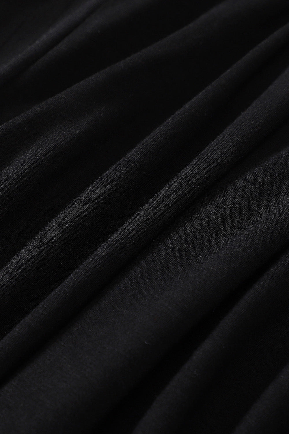Black Solid Color Buttons Long Sleeve Babydoll Blouse