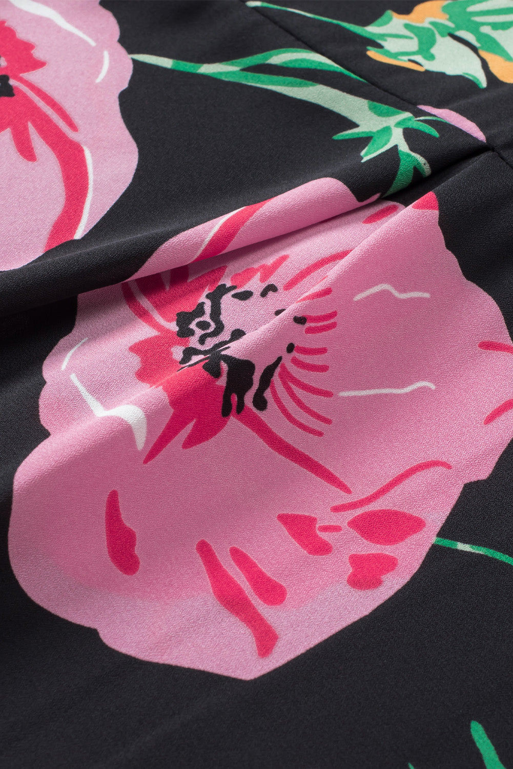Fiery Red Floral Print Lantern Sleeve Shirt