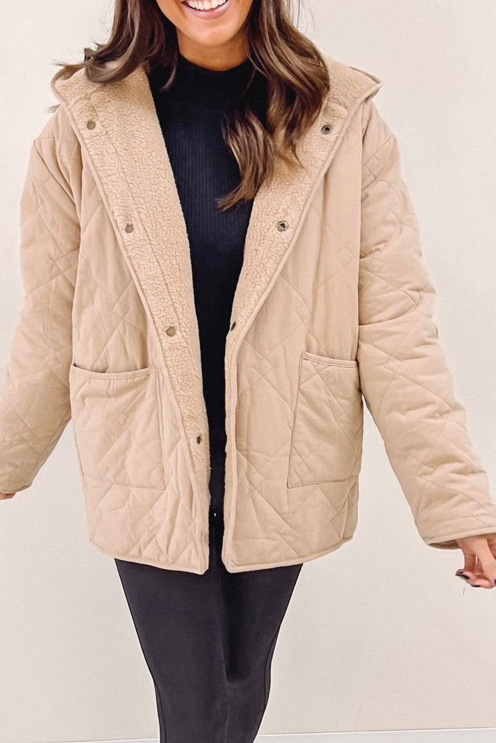 Khaki Double Wear Reversible Fleece Puffer Jacket