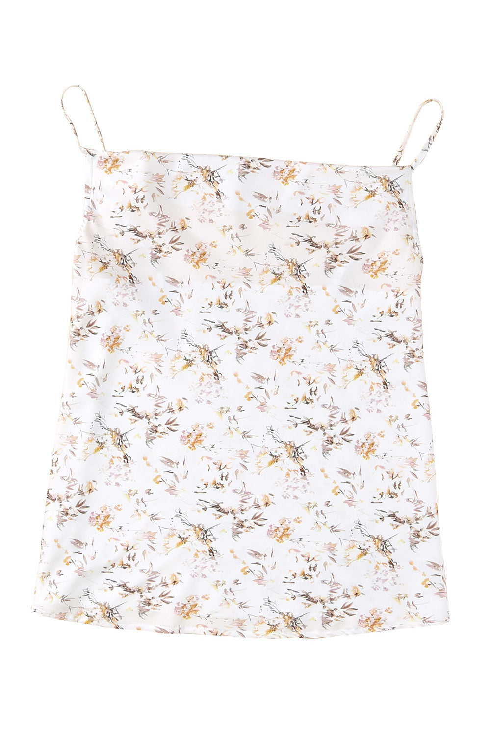 Beige Floral Print Drape Front Tank Top