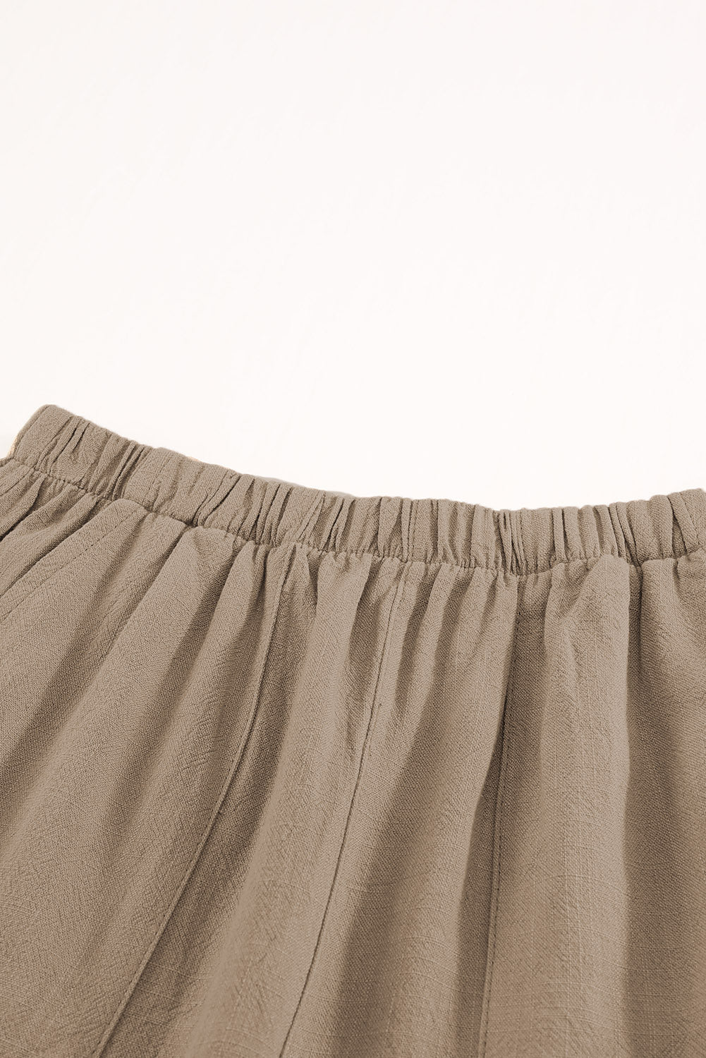 Khaki High Waist Pocketed Ruffle Shorts